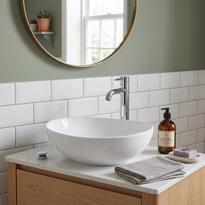 Cleo Oval Cloakroom Countertop Basin - 335mm Wide - White