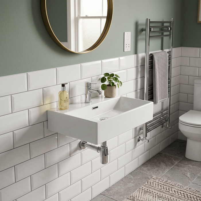 Nio Rectangular Wall Hung Basin - 510mm Wide - 1 TH - White