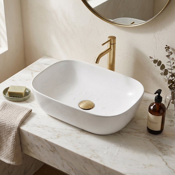 Cleo Curved Cloakroom Countertop Basin - 325mm Wide - White