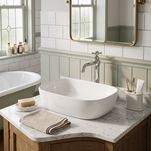 Cleo Curved Cloakroom Countertop Basin - 325mm Wide - White