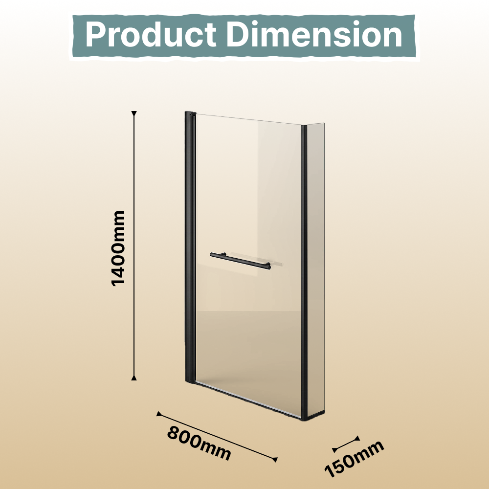 Vector 6mm Glass L Shaped Bath Screen with Towel Rail - 1400 x 805mm