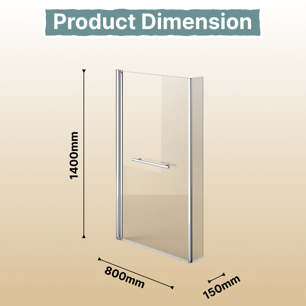 Vector 6mm Glass L Shaped Bath Screen with Towel Rail - 1400 x 805mm