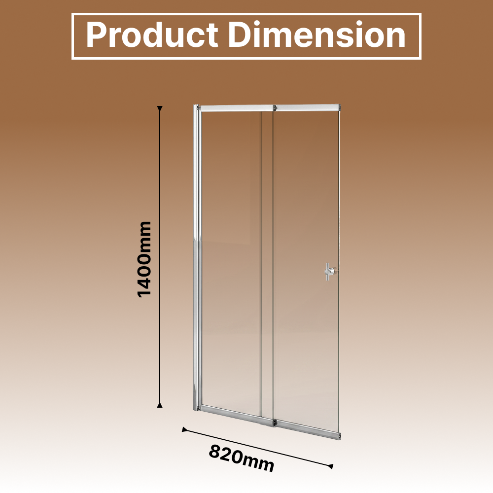 Victor Sliding 6mm Glass Shower Bath Screen with Return Panel - 1400 x 820mm - Chrome