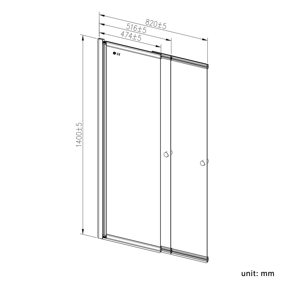 Victor Sliding 6mm Glass Shower Bath Screen with Return Panel - 1400 x 820mm - Chrome