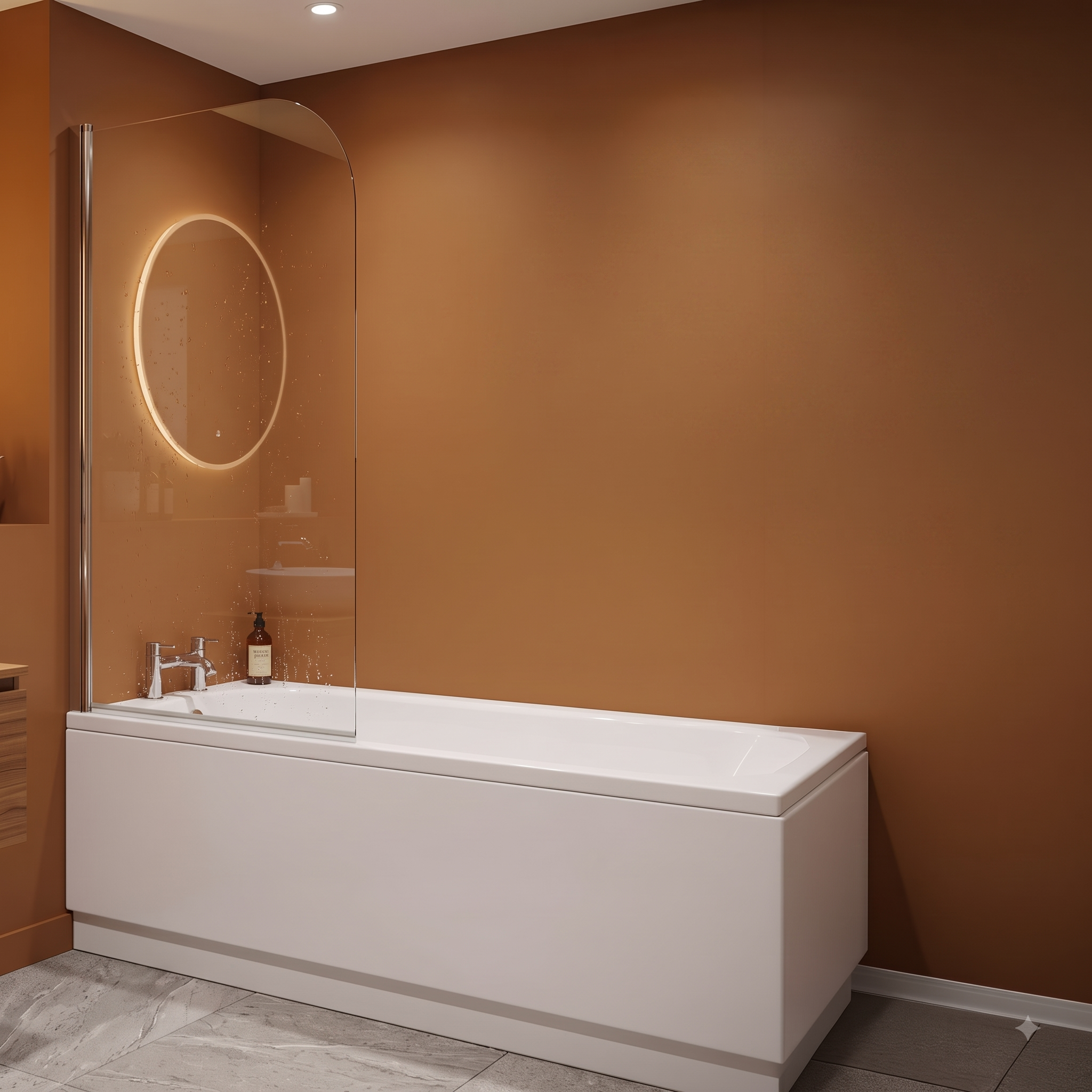 Luxur 6mm Glass Modern Pivot Bath Screen - 1400mm x 1000mm