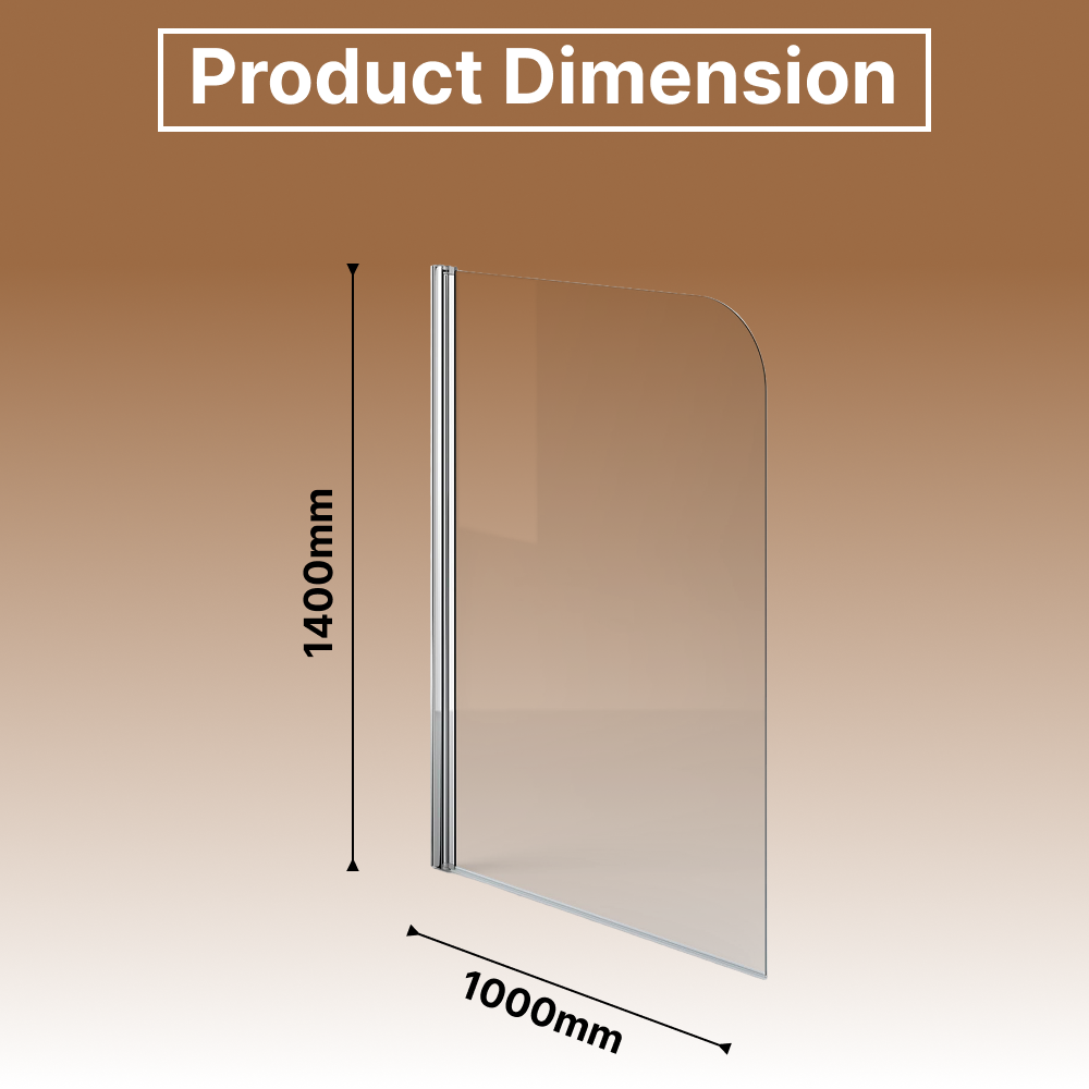Luxur 6mm Glass Modern Pivot Bath Screen - 1400mm x 1000mm