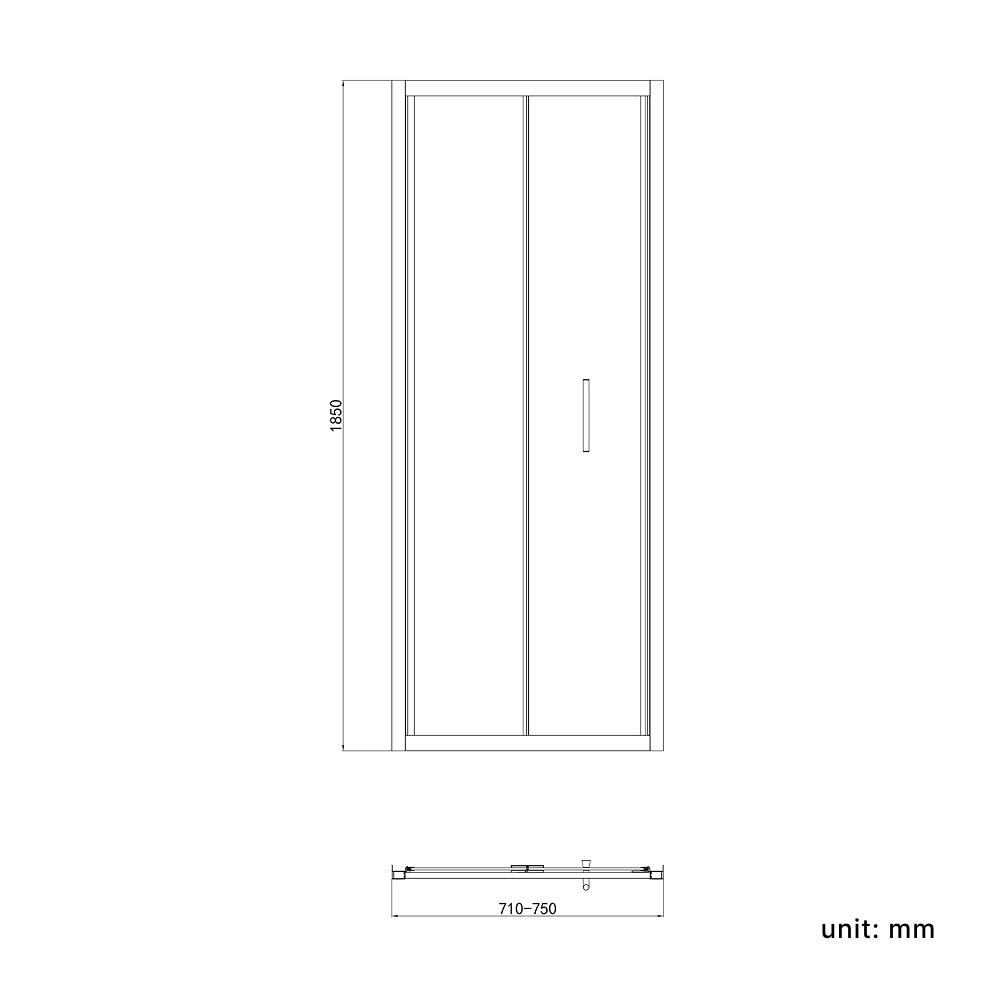 iBathUK Solis 6mm Glass Recessed Bi Fold Shower Door - Chrome