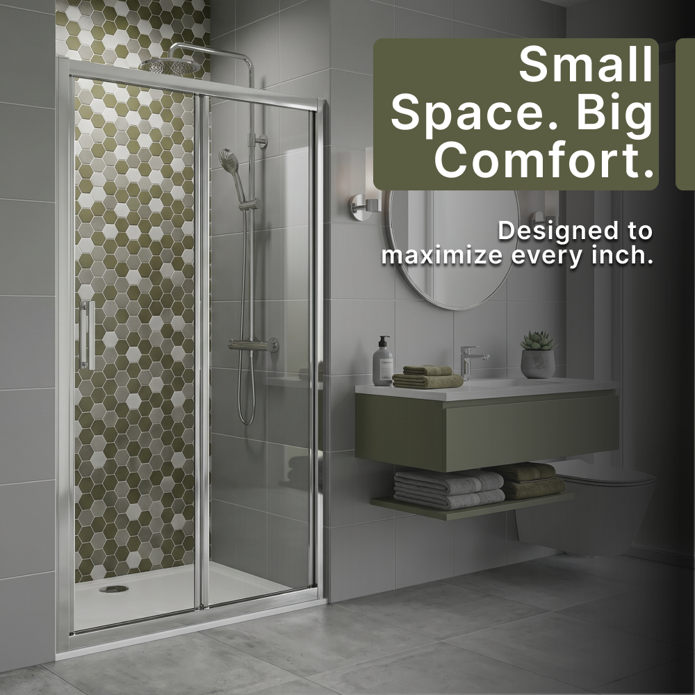 iBathUK Solis 6mm Glass Recessed Bi Fold Shower Door - Chrome