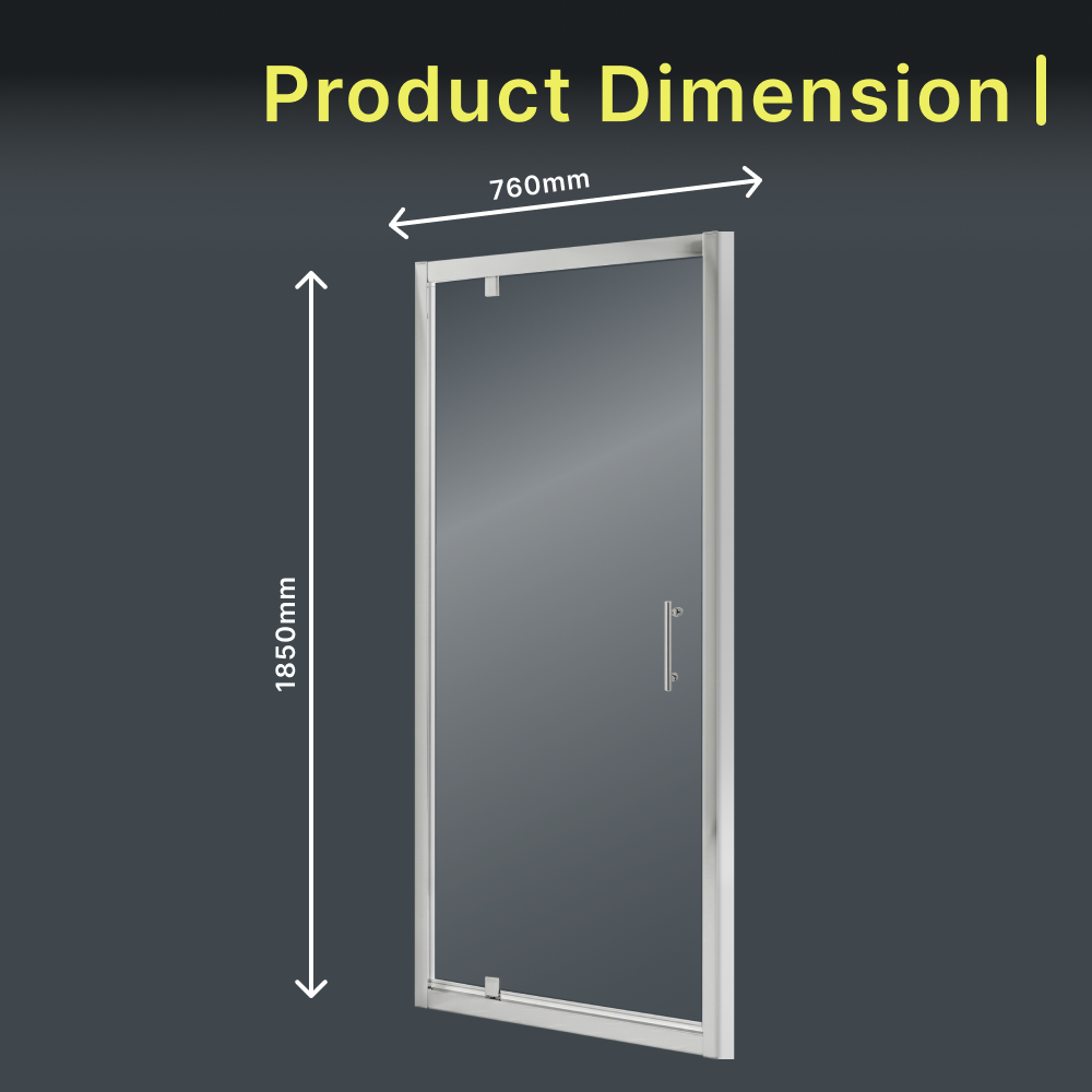 iBathUK Solis 6mm Glass Recessed Pivot Shower Door - Chrome