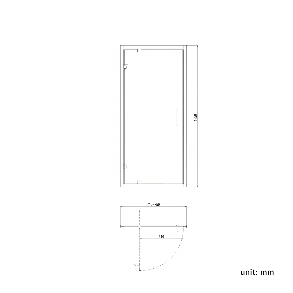 Solis 6mm Glass Recessed Pivot Shower Door - Chrome