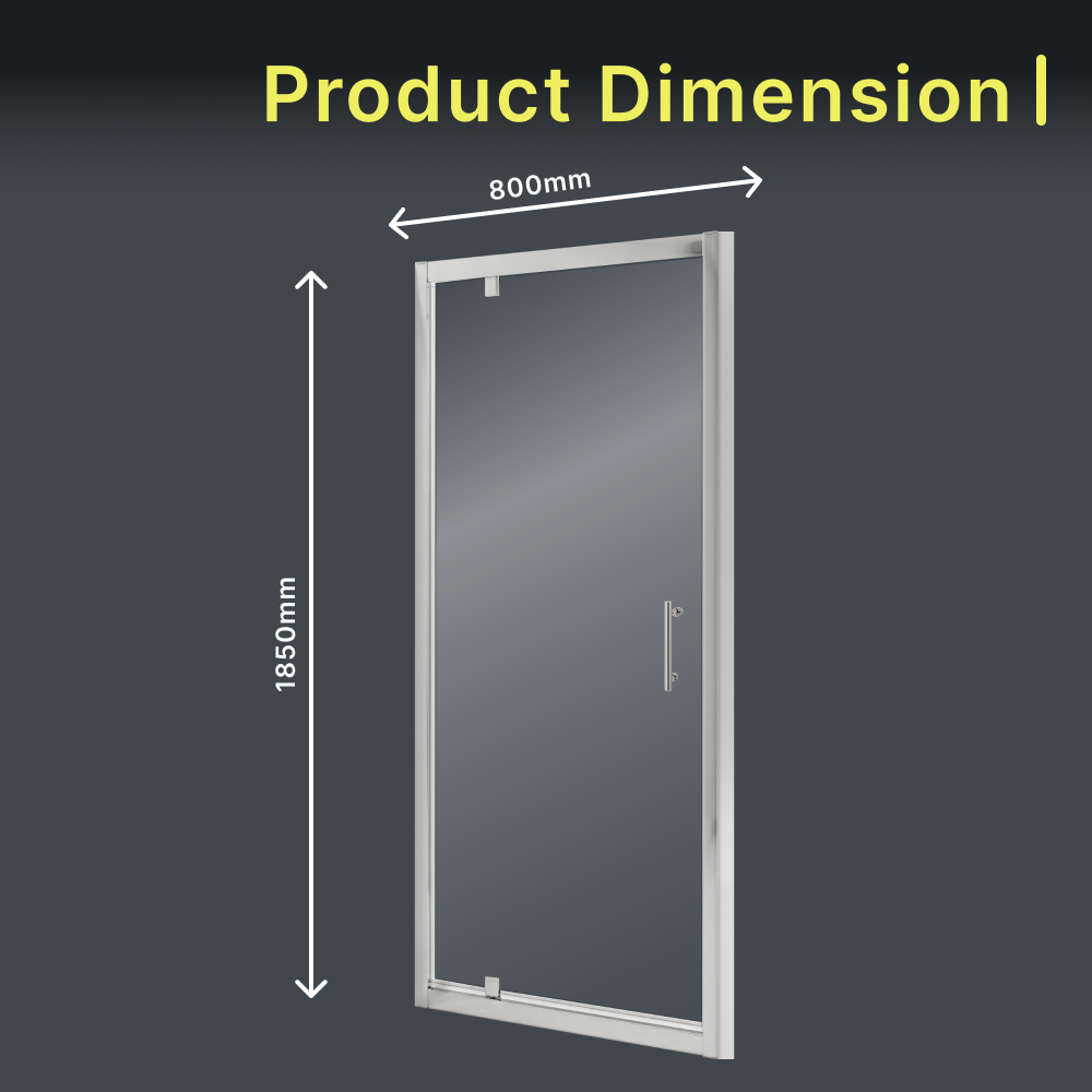 iBathUK Solis 6mm Glass Recessed Pivot Shower Door - Chrome