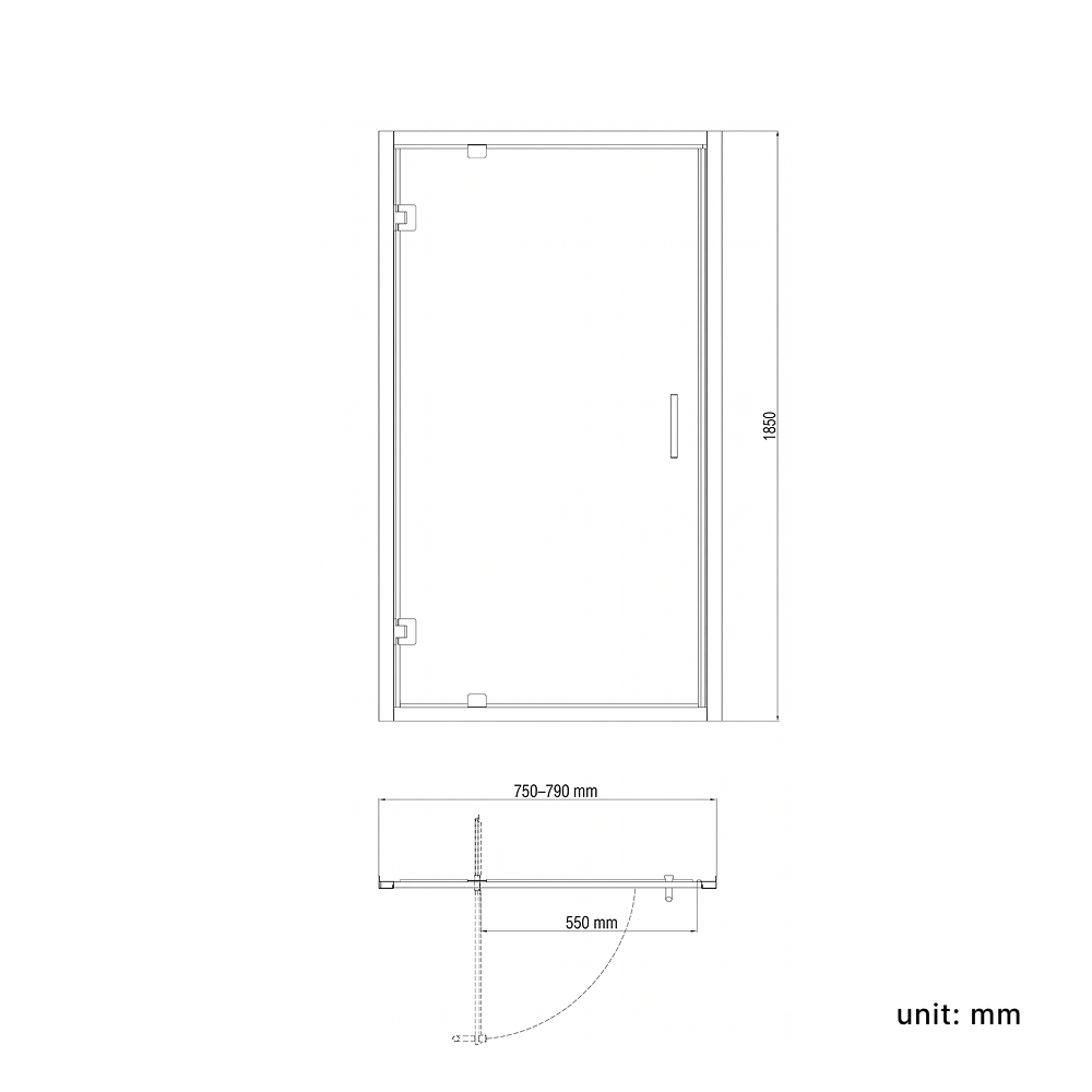 Solis 6mm Glass Recessed Pivot Shower Door - Chrome