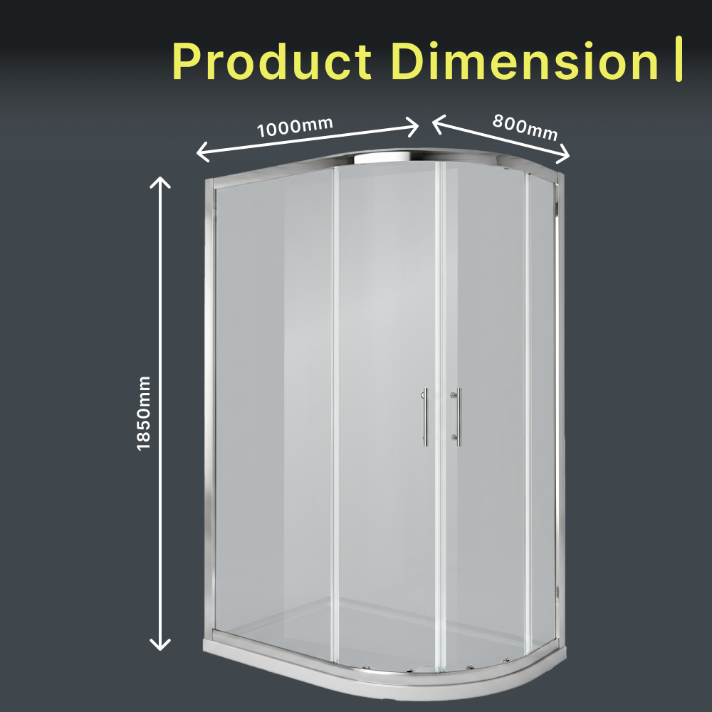 iBathUK Solis 6mm Glass Sliding Door Offset Quadrant Shower Enclosure - Chrome