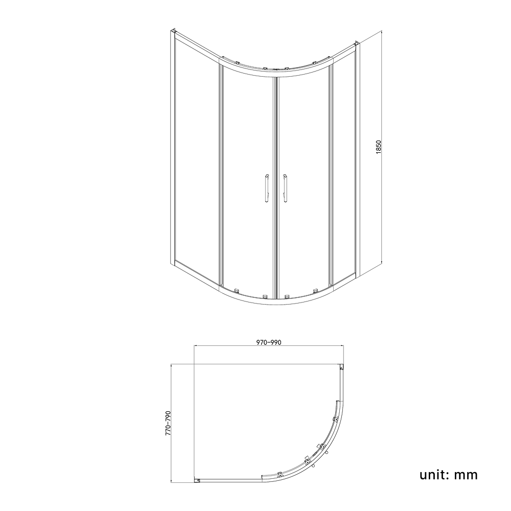 iBathUK Solis 6mm Glass Sliding Door Offset Quadrant Shower Enclosure - Chrome