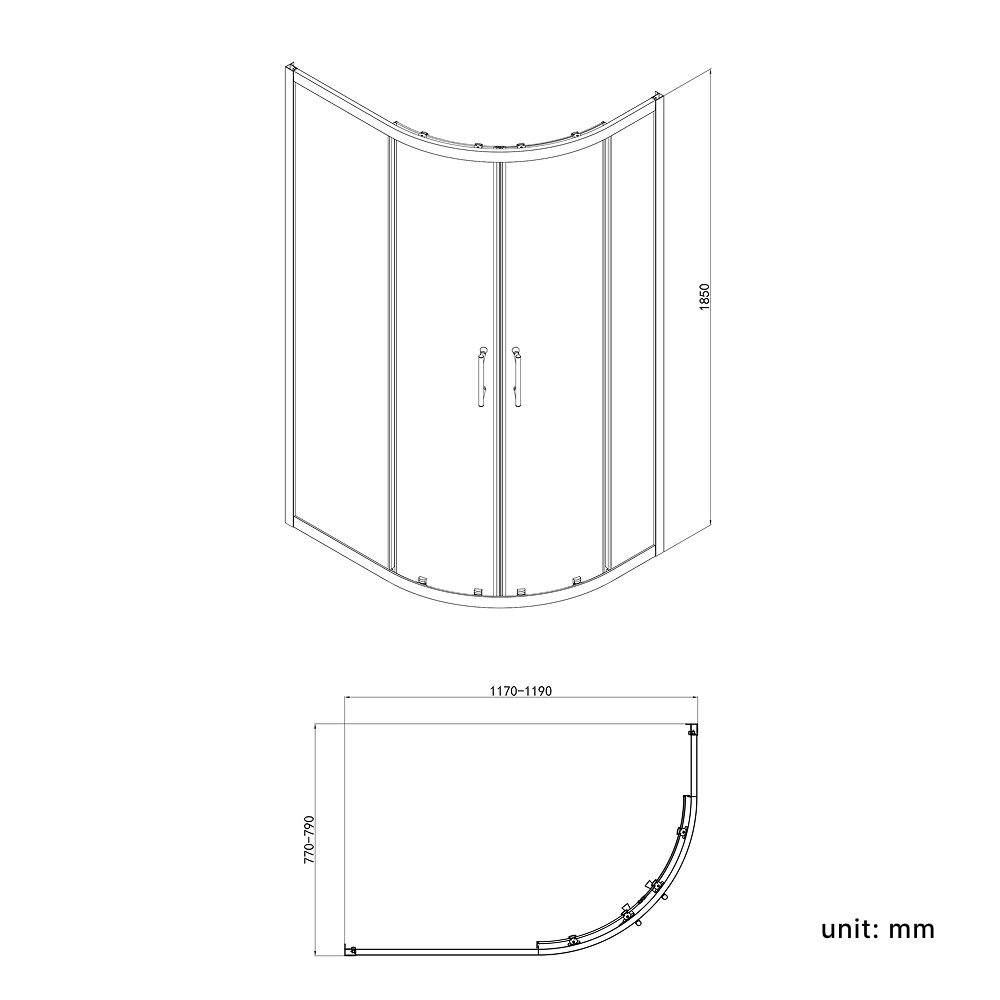 iBathUK Solis 6mm Glass Sliding Door Offset Quadrant Shower Enclosure - Chrome