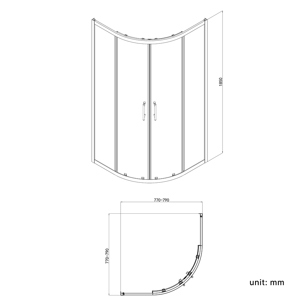iBathUK Solis 6mm Glass Sliding Door Offset Quadrant Shower Enclosure - Chrome