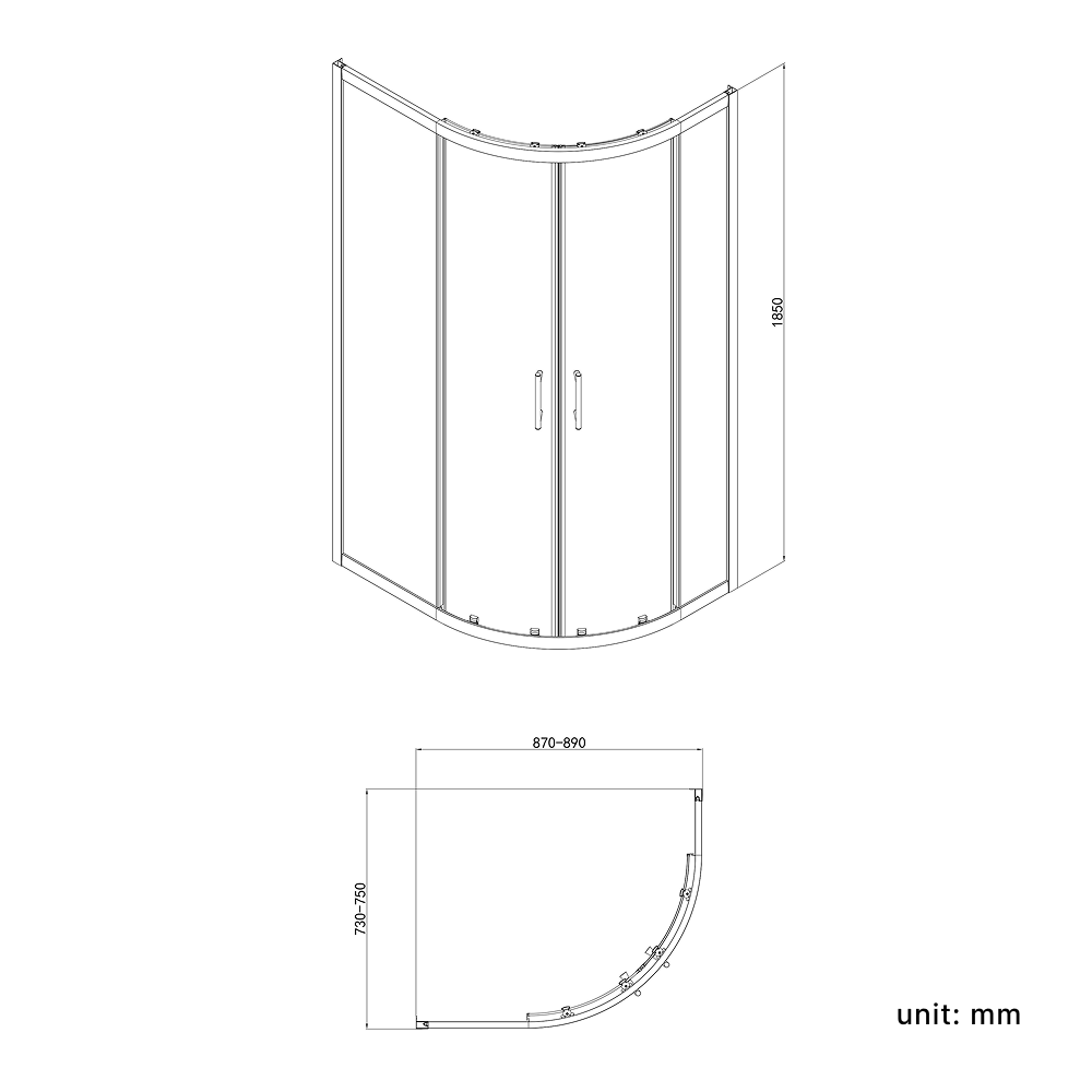 iBathUK Solis 6mm Glass Sliding Door Offset Quadrant Shower Enclosure - Chrome