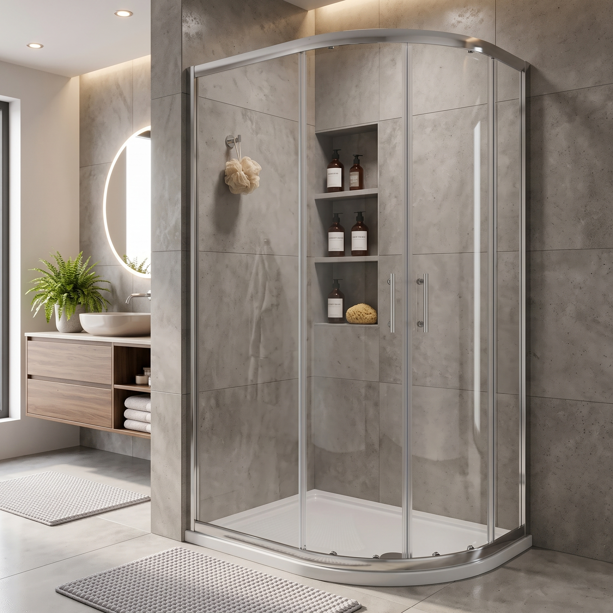 Solis 6mm Glass Sliding Door Offset Quadrant Shower Enclosure - Chrome