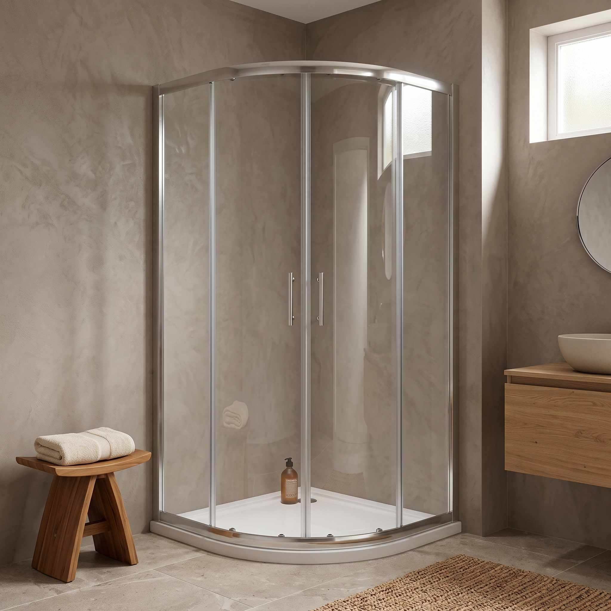 Solis 6mm Glass Sliding Door Offset Quadrant Shower Enclosure - Chrome