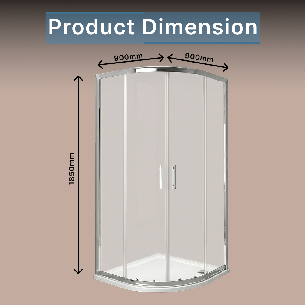 iBathUK Solis 6mm Glass Sliding Door Offset Quadrant Shower Enclosure - Chrome