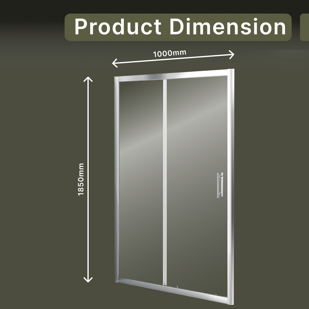 iBathUK Solis 6mm Toughened Safety Glass Recessed Shower Sliding Door - Chrome