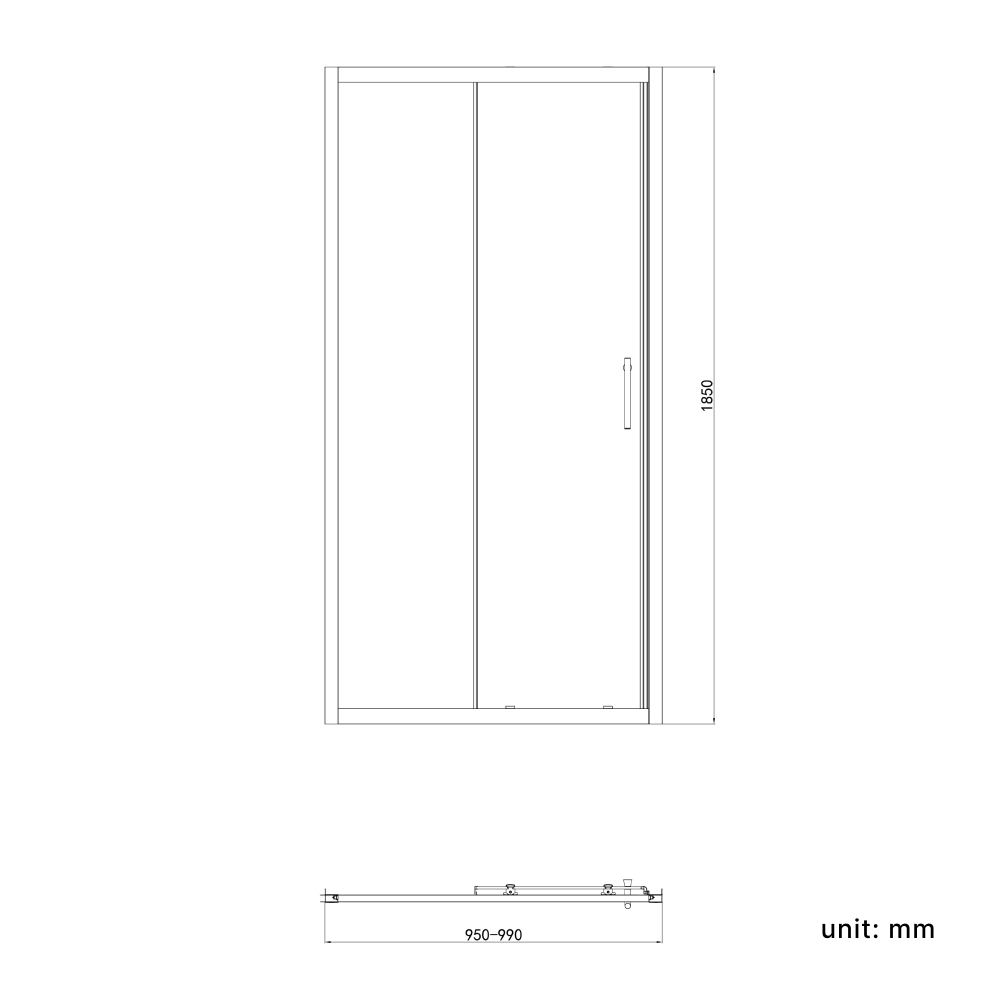 iBathUK Solis 6mm Toughened Safety Glass Recessed Shower Sliding Door - Chrome