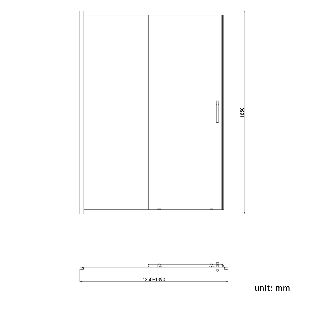 iBathUK Solis 6mm Toughened Safety Glass Recessed Shower Sliding Door - Chrome