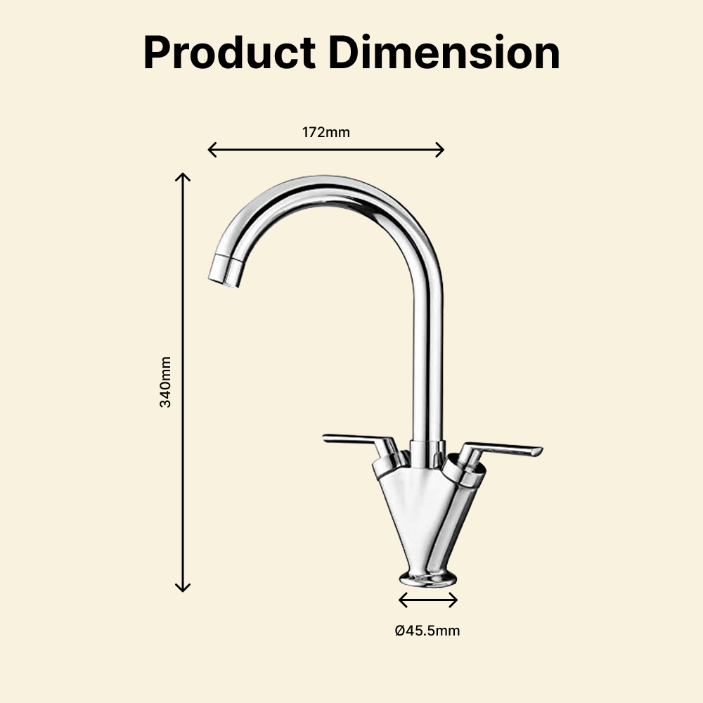 Oron Dual Lever Kitchen Sink Mixer Tap - Chrome