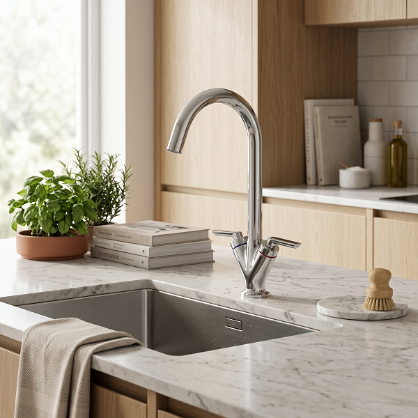 Oron Dual Lever Kitchen Sink Mixer Tap - Chrome