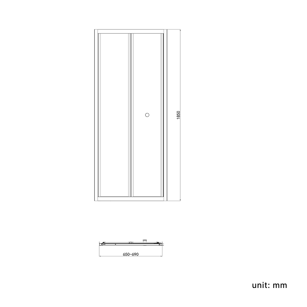 iBathUK Vesper 6mm Glass Bi-Fold Shower Door - Chrome