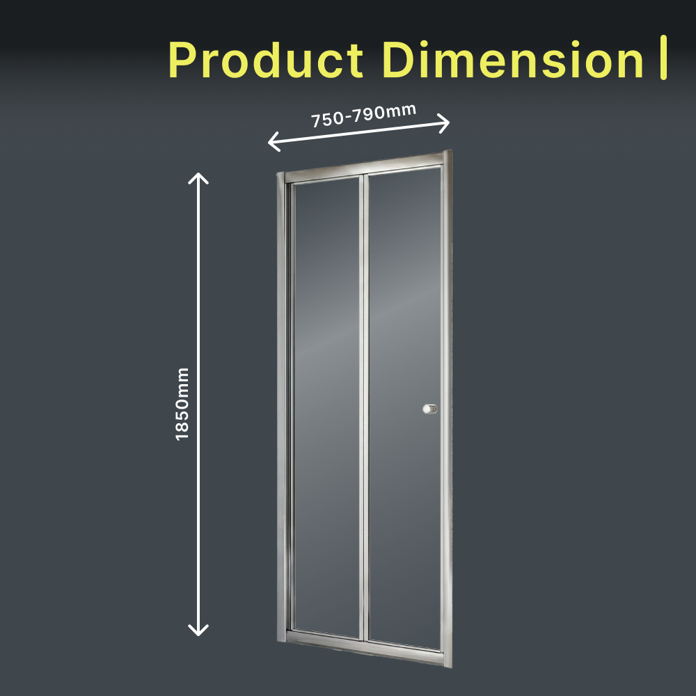 iBathUK Vesper 6mm Glass Bi-Fold Shower Door - Chrome