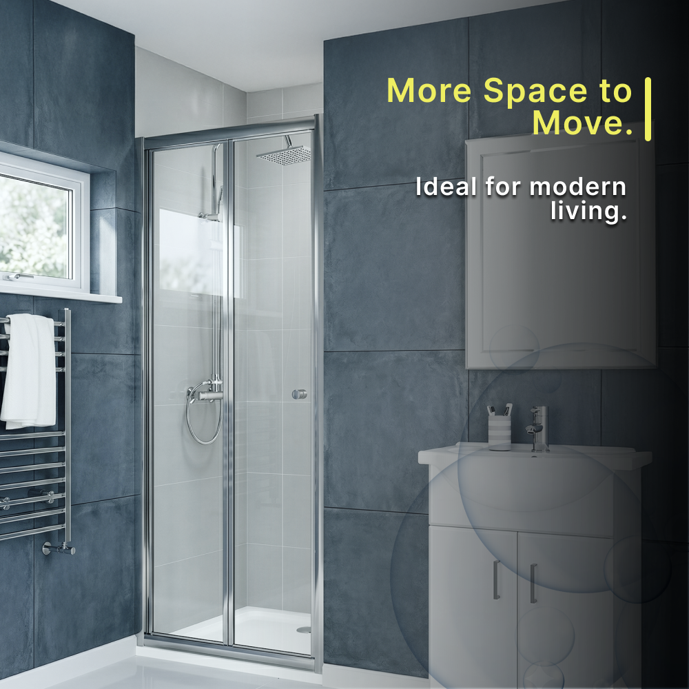 iBathUK Vesper 6mm Glass Bi-Fold Shower Door - Chrome