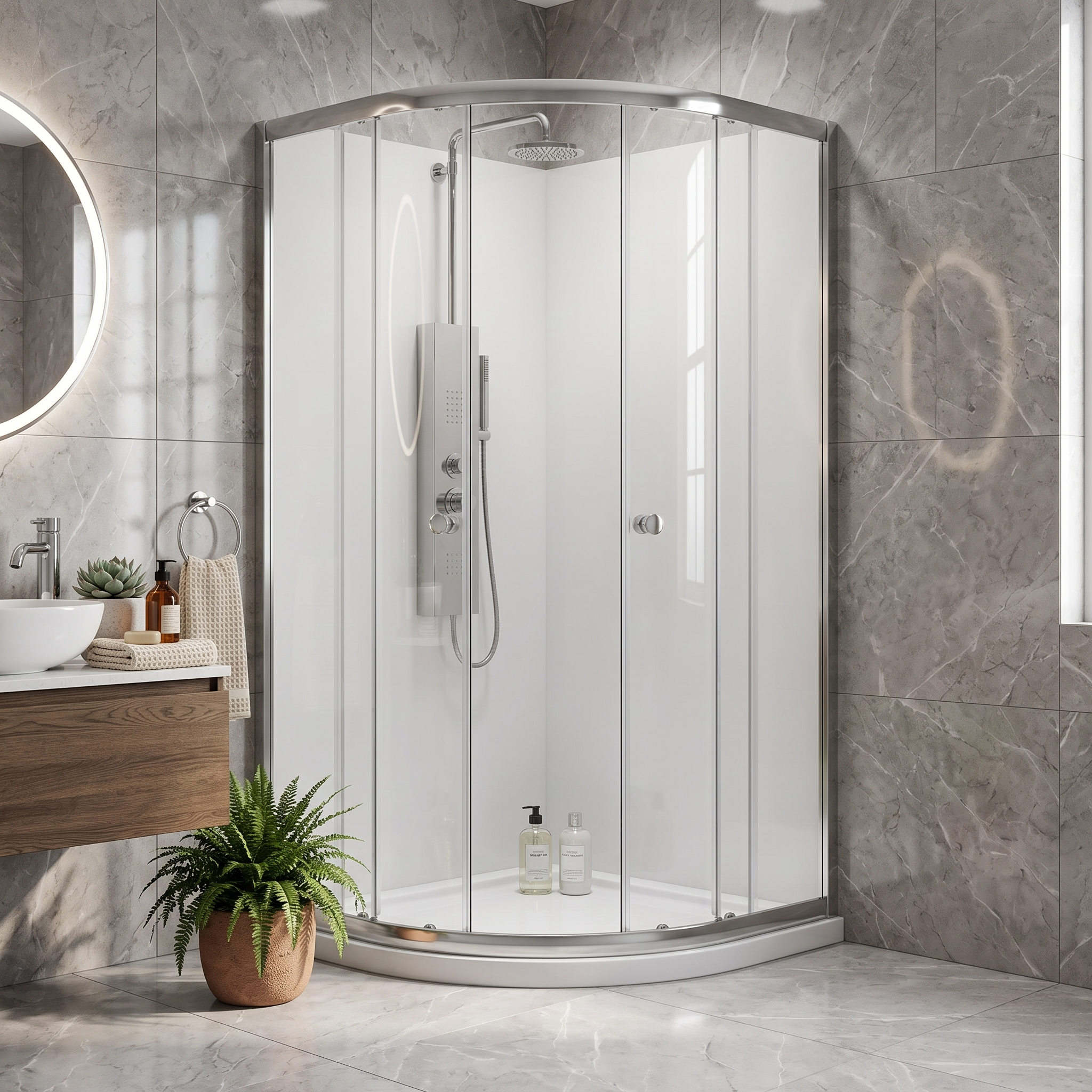 Vesper 4mm Glass Sliding Door Quadrant Shower Enclosure - Chrome