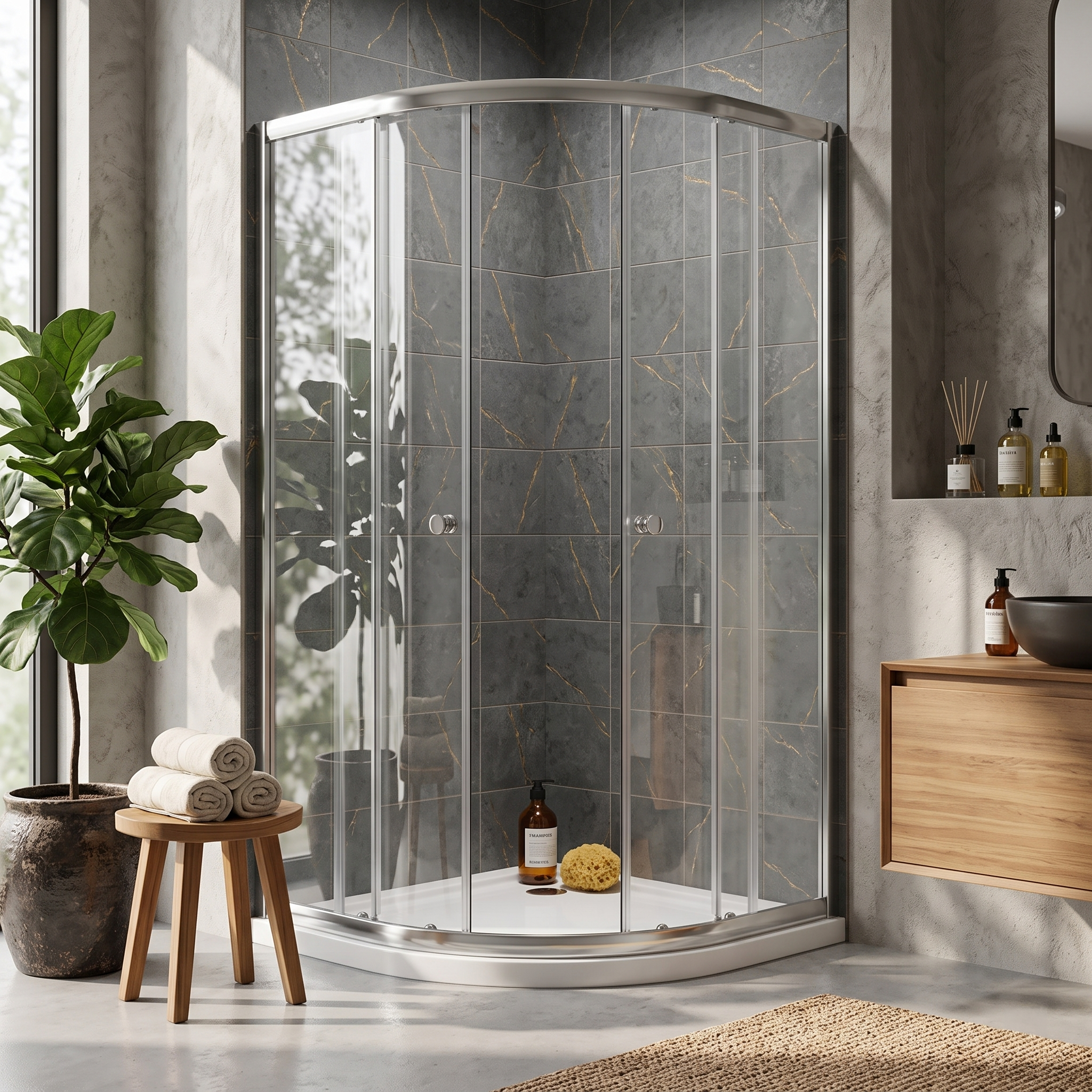 Vesper 4mm Glass Sliding Door Quadrant Shower Enclosure - Chrome
