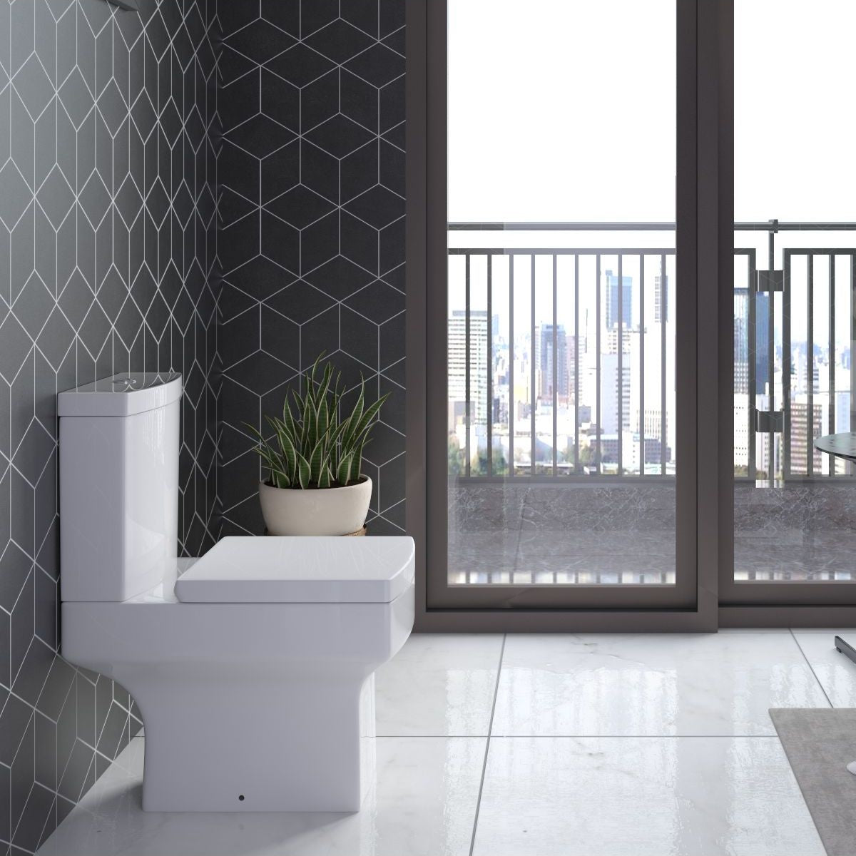 Messina  Close Coupled Toilet with Soft Close Seat & Cistern - White