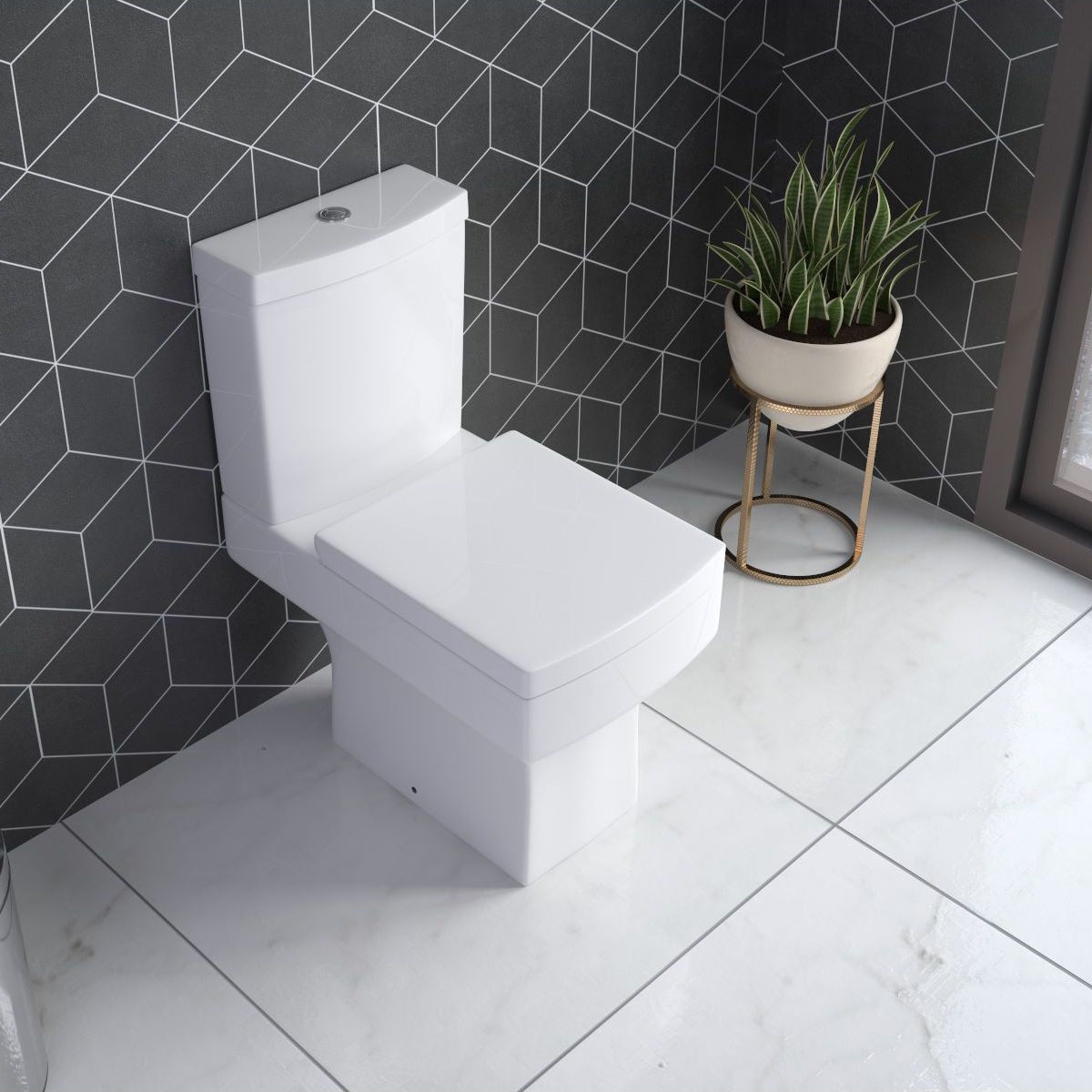 Messina  Close Coupled Toilet with Soft Close Seat & Cistern - White