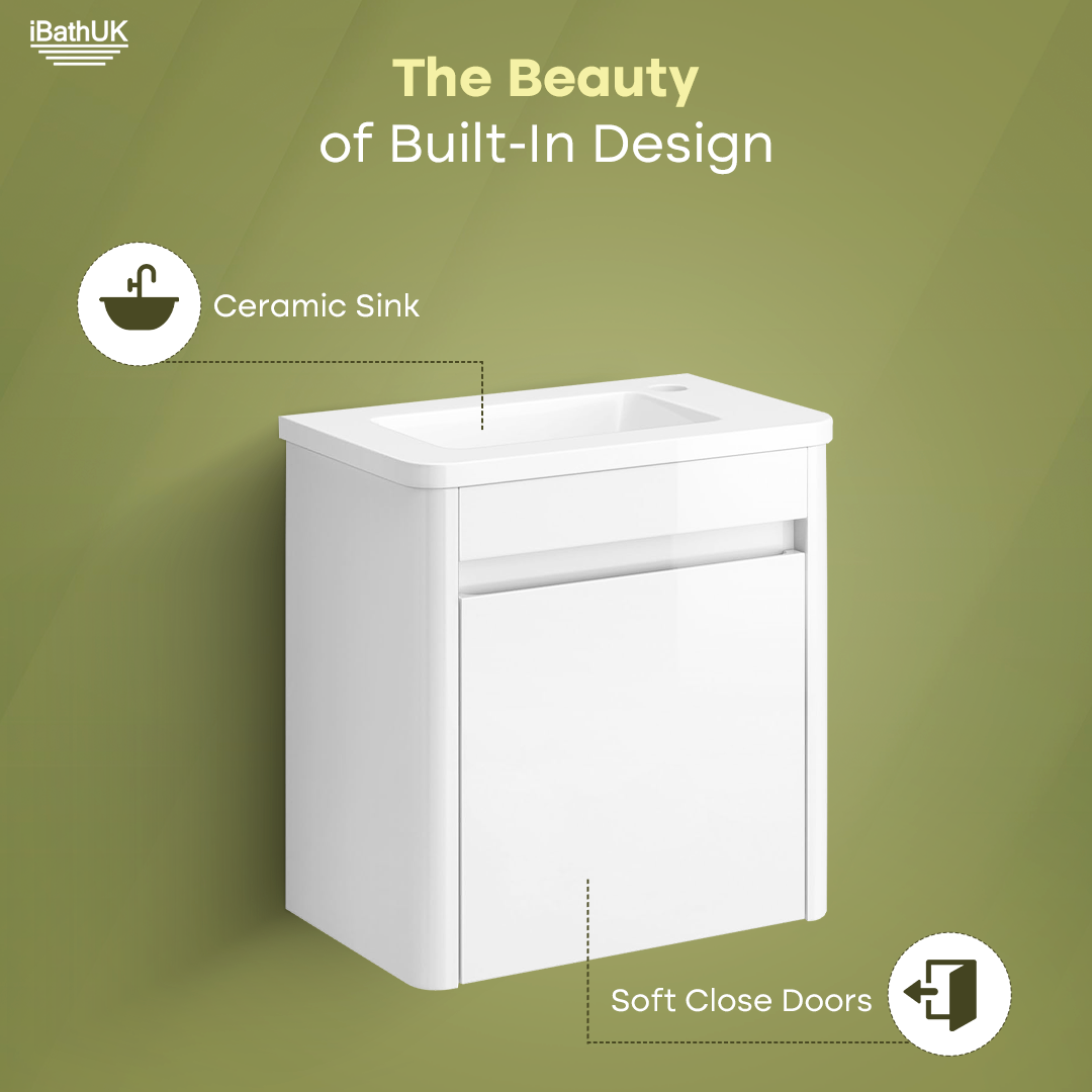 iBathUK Denver 400mm Wall Hung Cloakroom Vanity Unit with Basin