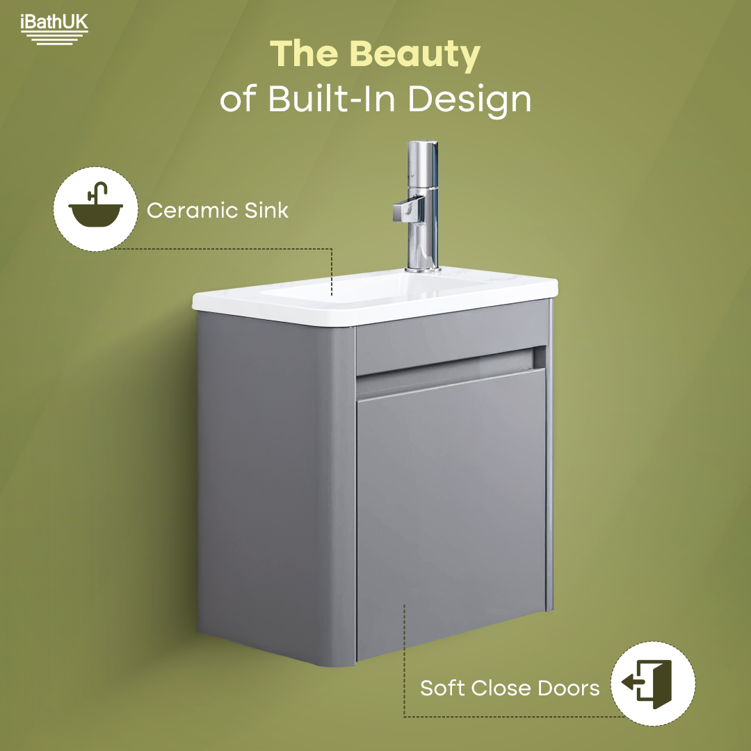 iBathUK Denver 400mm Wall Hung Cloakroom Vanity Unit with Basin