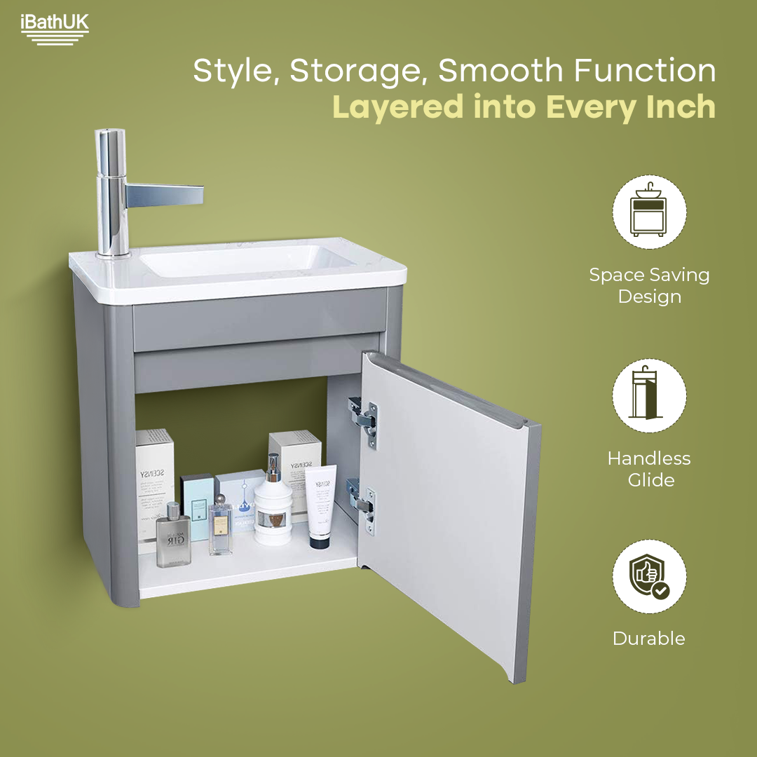 iBathUK Denver 400mm Wall Hung Cloakroom Vanity Unit with Basin