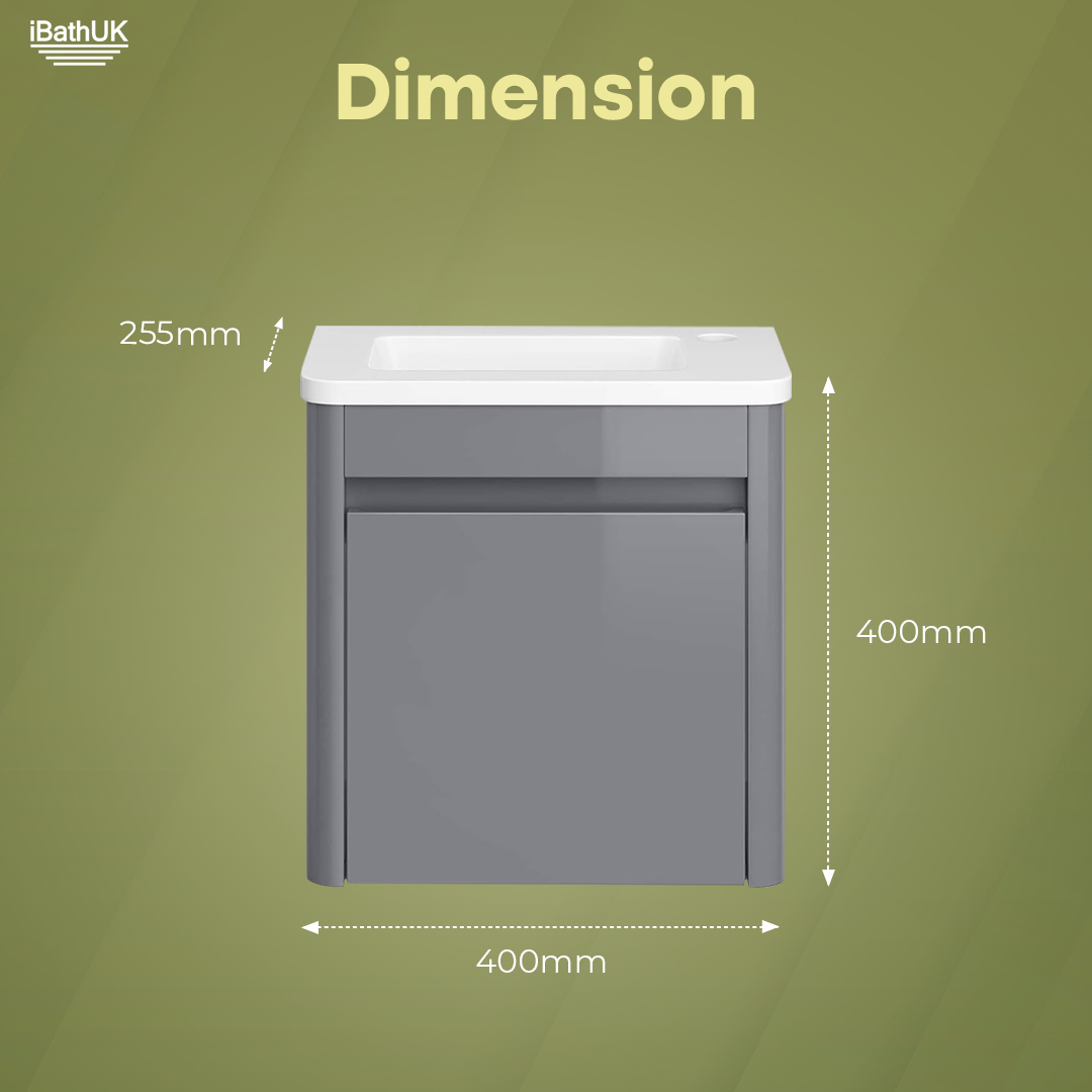 iBathUK Denver 400mm Wall Hung Cloakroom Vanity Unit with Basin