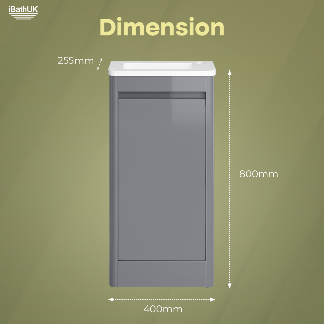 iBathUK Denver 400mm Floorstanding Cloakroom Vanity Unit with Basin