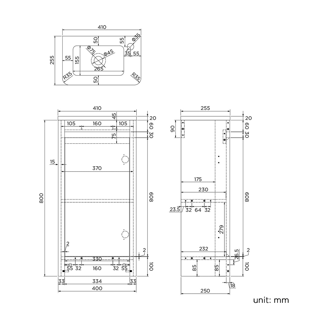 iBathUK Denver 400mm Floorstanding Cloakroom Vanity Unit with Basin