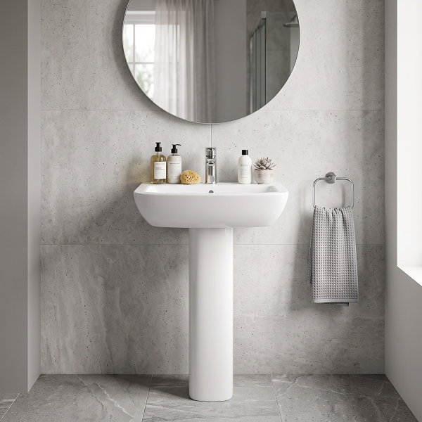 Naples Basin with Full Pedestal - 1 TH - White