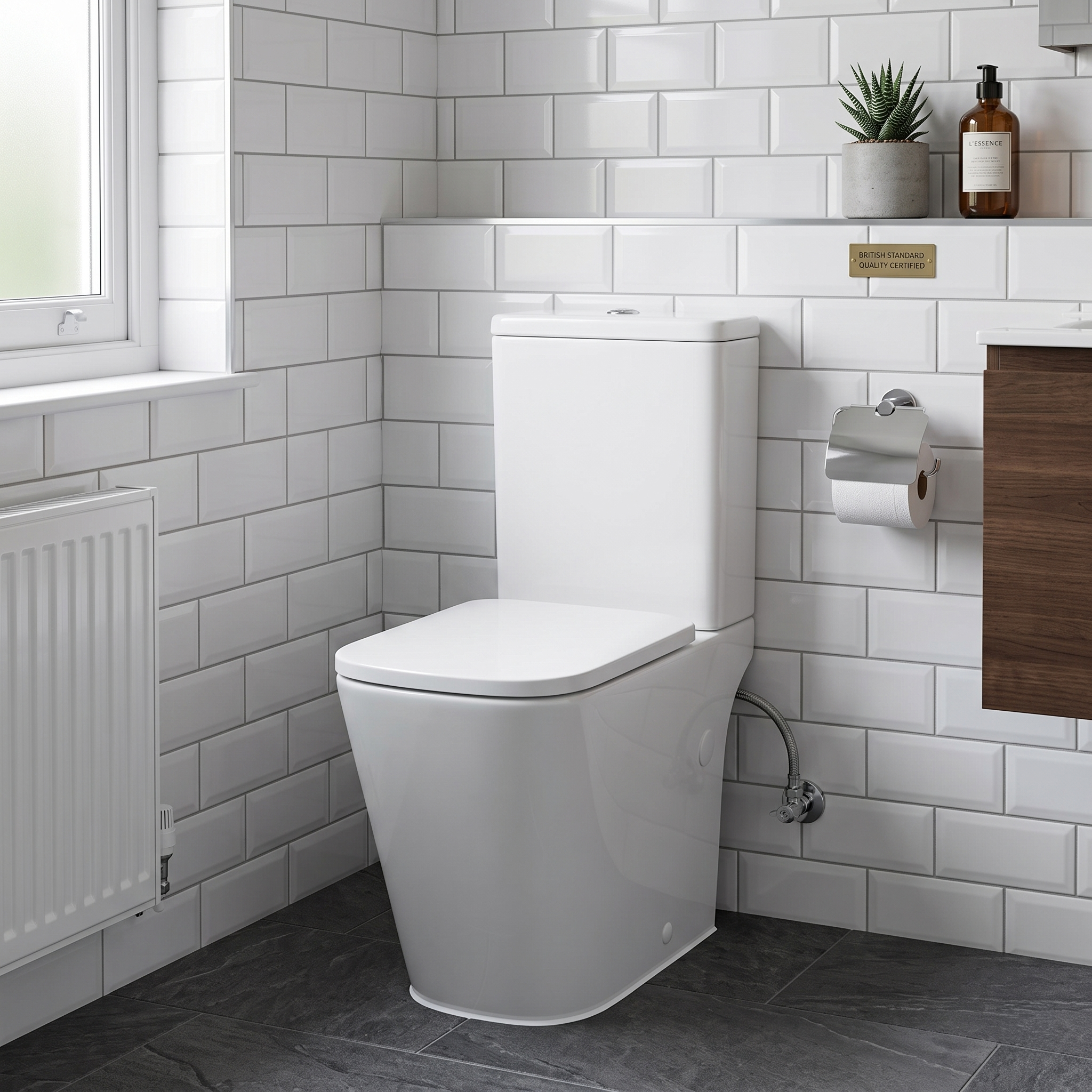 Salerno Close Coupled Toilet with Soft Close Seat & Cistern - White