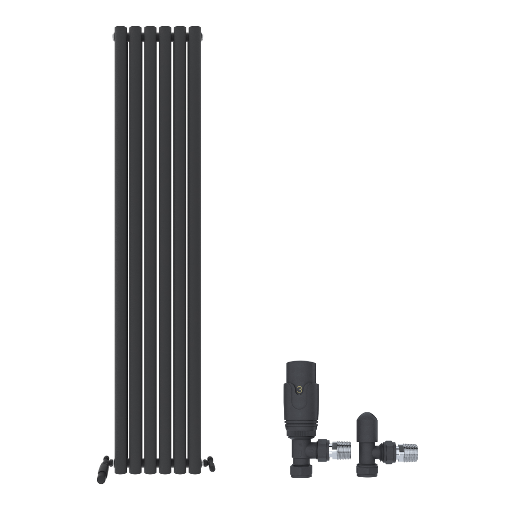 iBathUK Strata Vertical Radiators, Double Oval Panel Radiator White , Designer Radiators, Double Panel Radiators