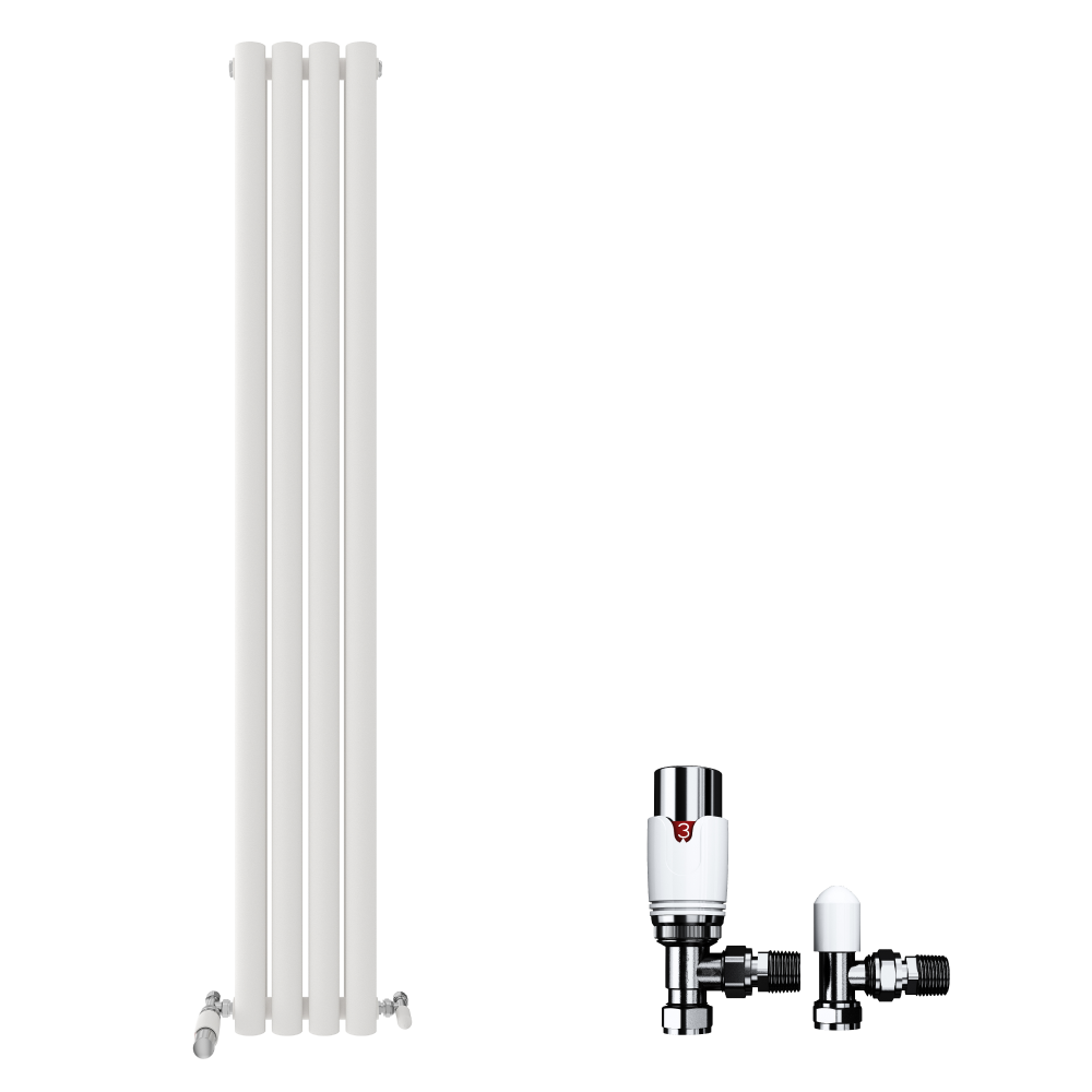 iBathUK Strata Vertical Radiators, Double Oval Panel Radiator White , Designer Radiators, Double Panel Radiators