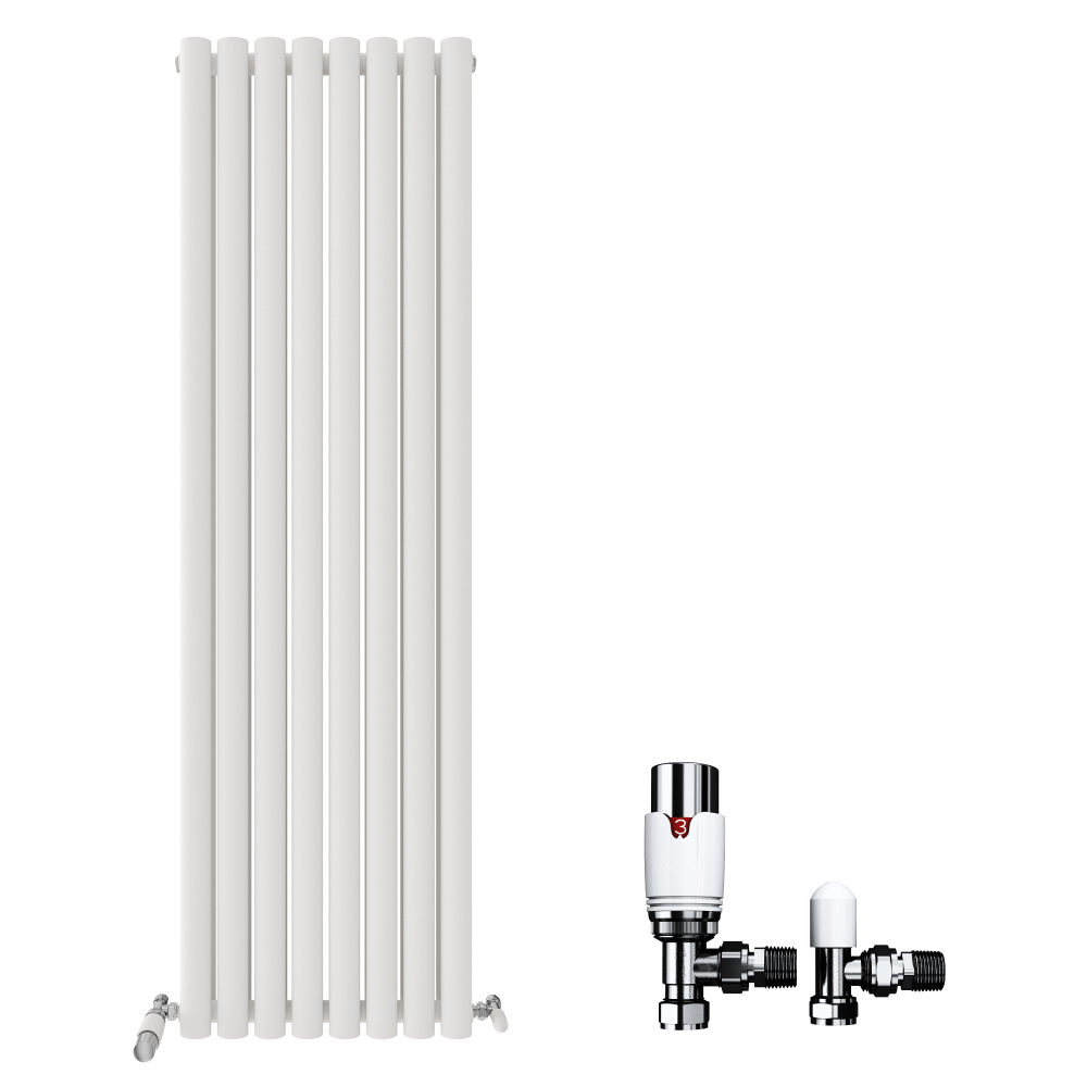 iBathUK Strata Vertical Radiators, Double Oval Panel Radiator White , Designer Radiators, Double Panel Radiators