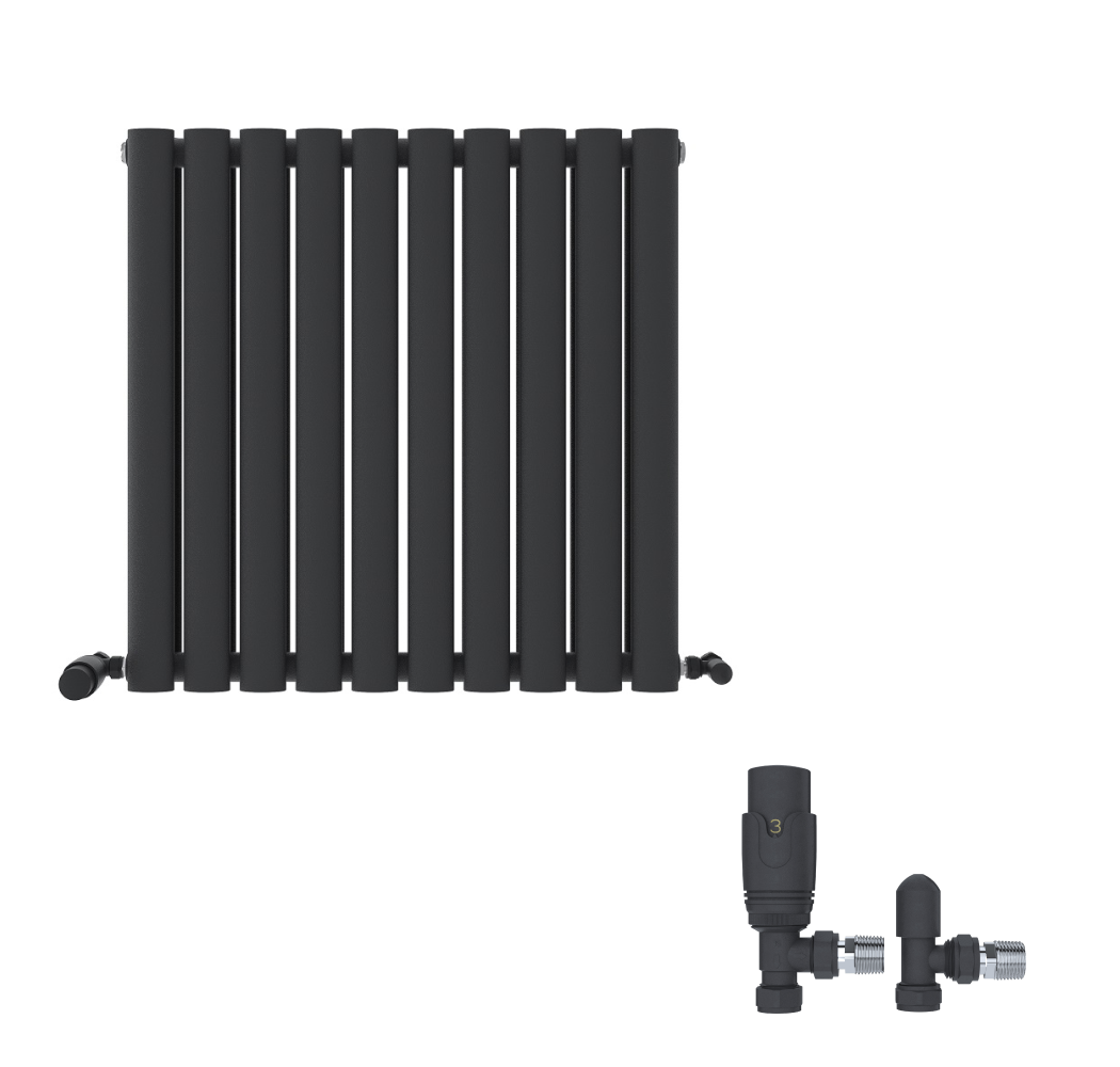iBathUK Strata Horizontal Radiators, Double Oval Panel Radiator White , Designer Radiators, Double Panel Radiators