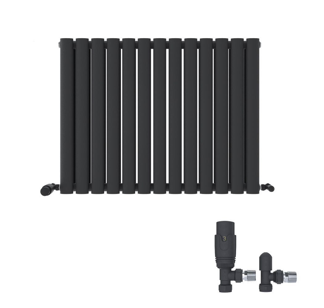 iBathUK Strata Horizontal Radiators, Double Oval Panel Radiator White , Designer Radiators, Double Panel Radiators