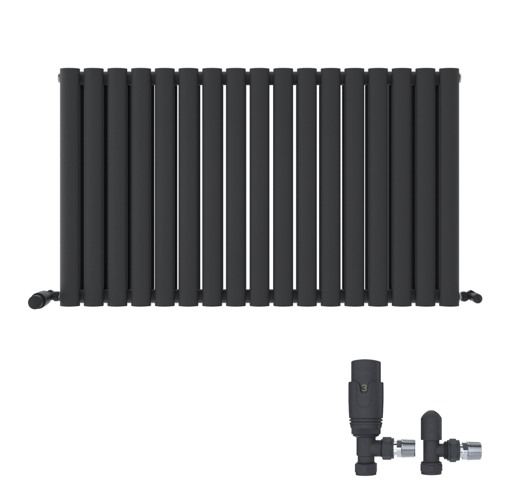 iBathUK Strata Horizontal Radiators, Double Oval Panel Radiator White , Designer Radiators, Double Panel Radiators